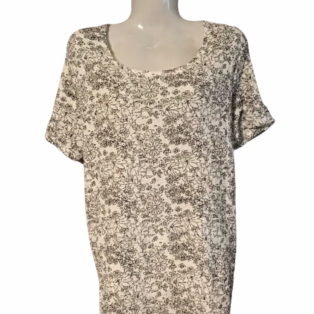 White Stag Black & White Floral Textile Short Sleeve Shirt Extra Large